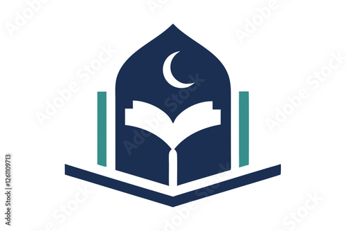 Islamic Education Logo with Open Book and Mosque Elements, Islamic logo vector illustration, logo design 