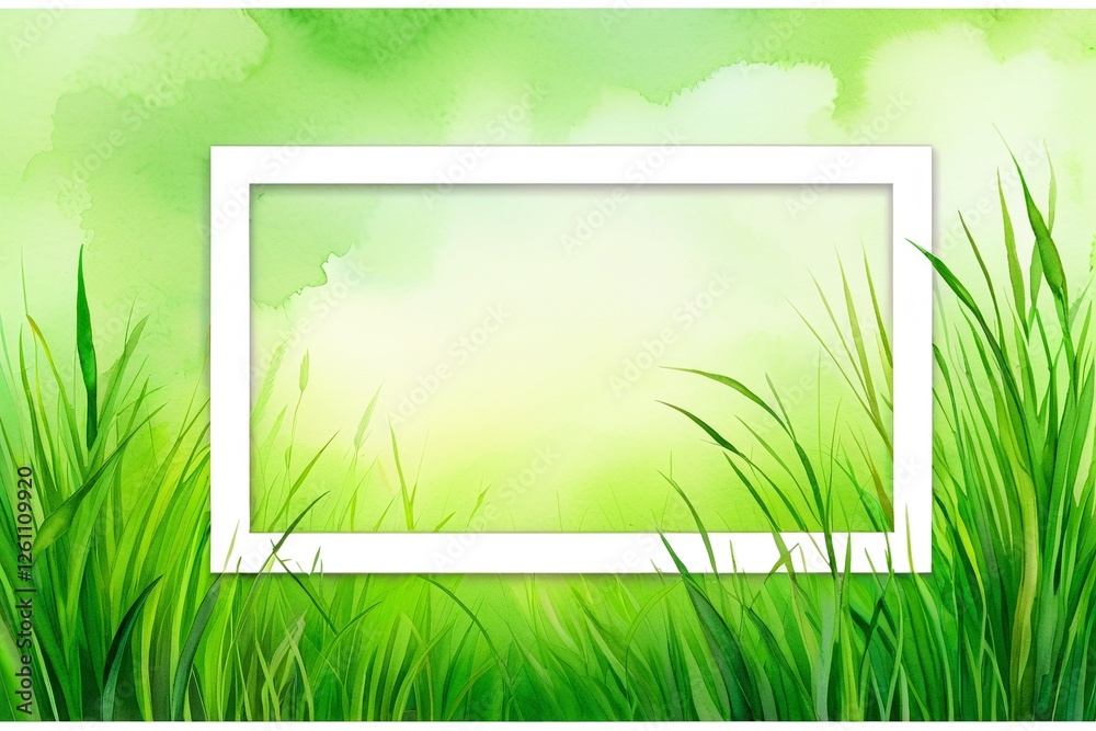 Obraz premium Vibrant Green Grass Surrounding Blank Frame for Nature Themes