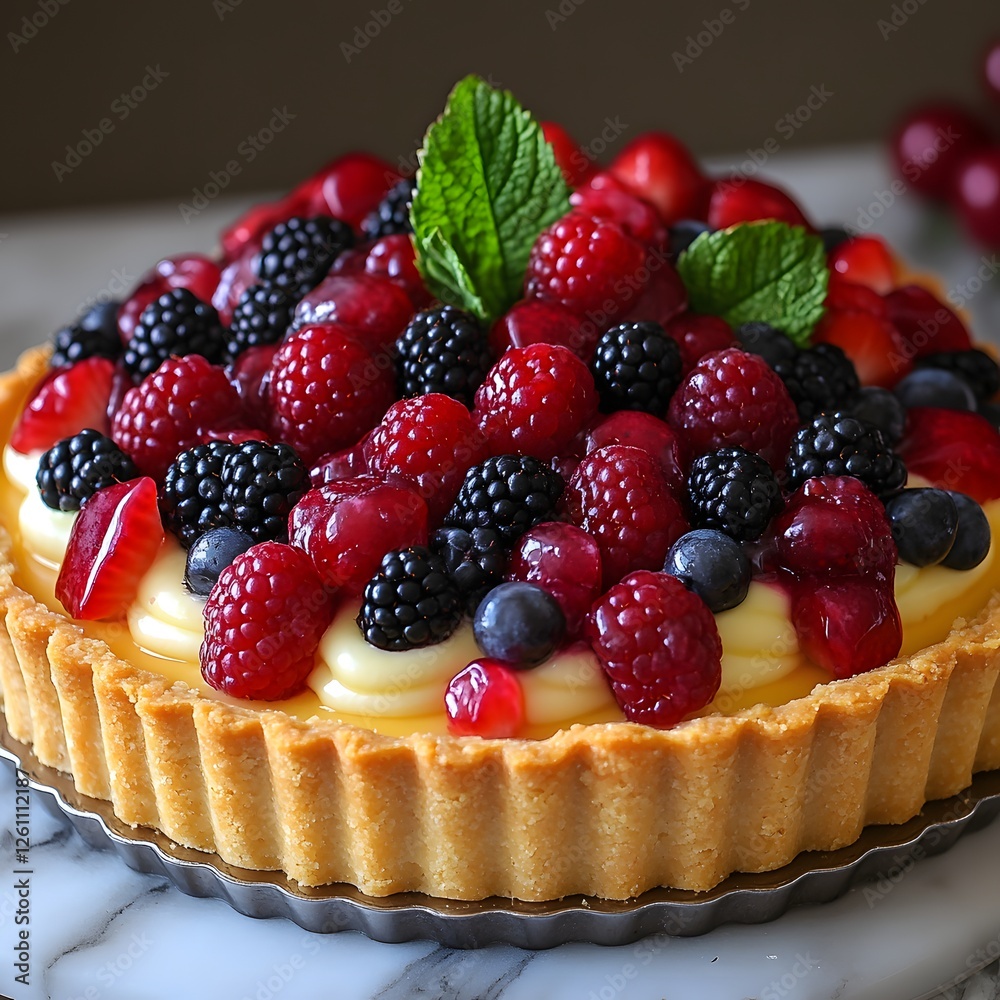 Berry Delight Tart: A symphony of fresh, vibrant berries adorn a golden-crusted tart, bursting with sweet and juicy flavor. The tart is adorned with a creamy. Berry Delight Tart: A symphony of fresh, vibrant berries adorn a golden-crusted tart, bursting with sweet and juicy flavor. The tart is adorned with a creamy.