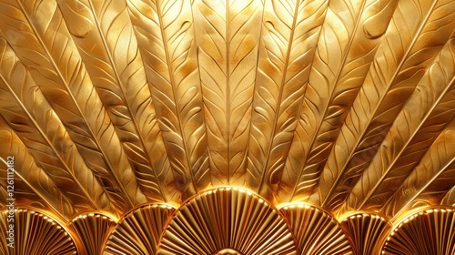 Fototapeta Naklejka Na Ścianę i Meble -  Elegant gold Art Deco pattern with sunbursts and curves adds warmth to the space