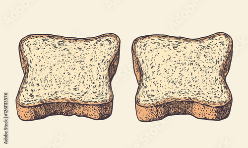Hand Drawn Toast Slices Sketch in Minimalist Vector Art for Baking and Food Design