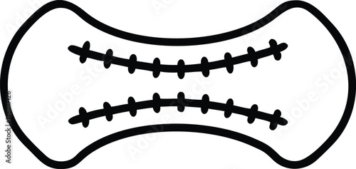 Silhouette vector design of a reinforced stitching icon, displaying strong, visible seam lines.