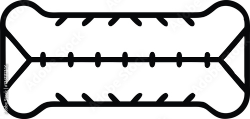 Silhouette vector design of a reinforced stitching icon, displaying strong, visible seam lines.
