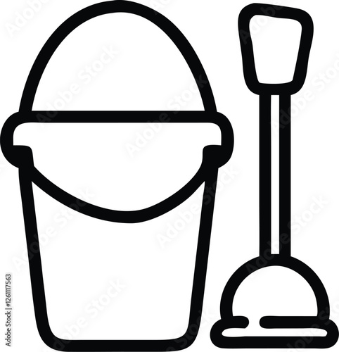 Silhouette vector of a beach bucket and shovel.