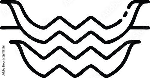 Silhouette vector of a quick-dry fabric icon, symbolized by wavy drying lines over the textile.