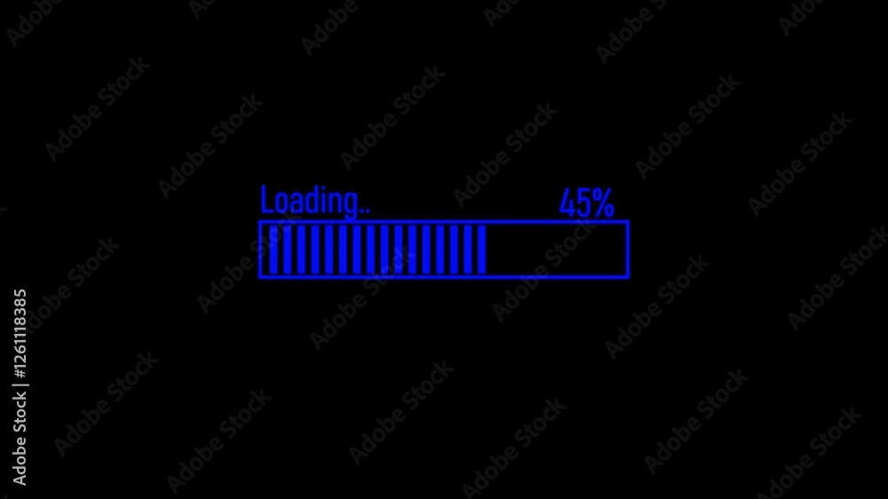 Loading Progress Bar Animation on Black Background.Downloading Bar ...
