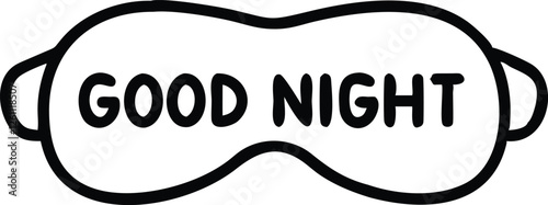 Silhouette vector of a sleep mask with "Good Night" written on it.