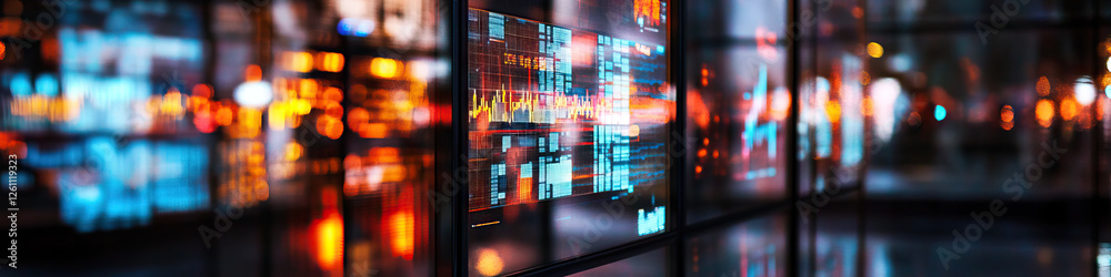 Financial Data Displays at Night Financial Data Displays at Night