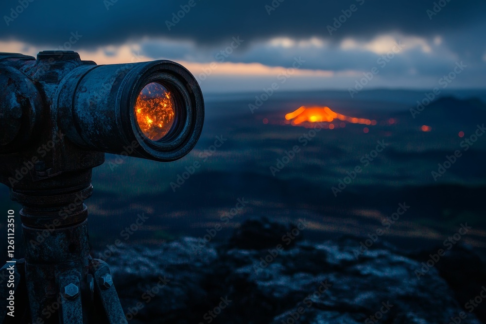 Volcanic eruption viewed through a rusty telescope Volcanic eruption viewed through a rusty telescope