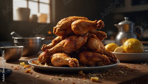 roasted chicken, fired beef