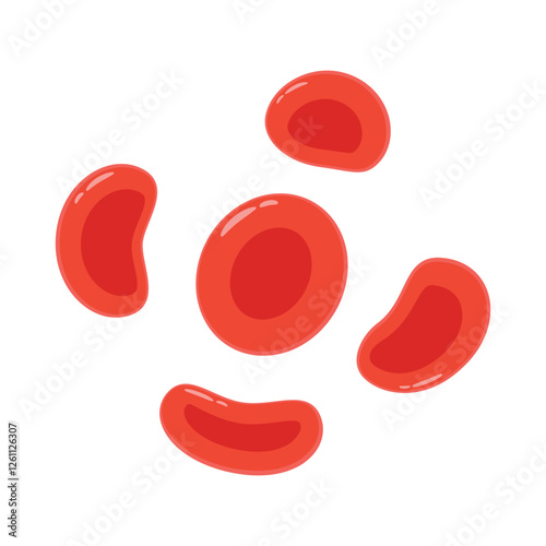 Red blood cell erythrocyte vector illustration. Red blood cell on white background.