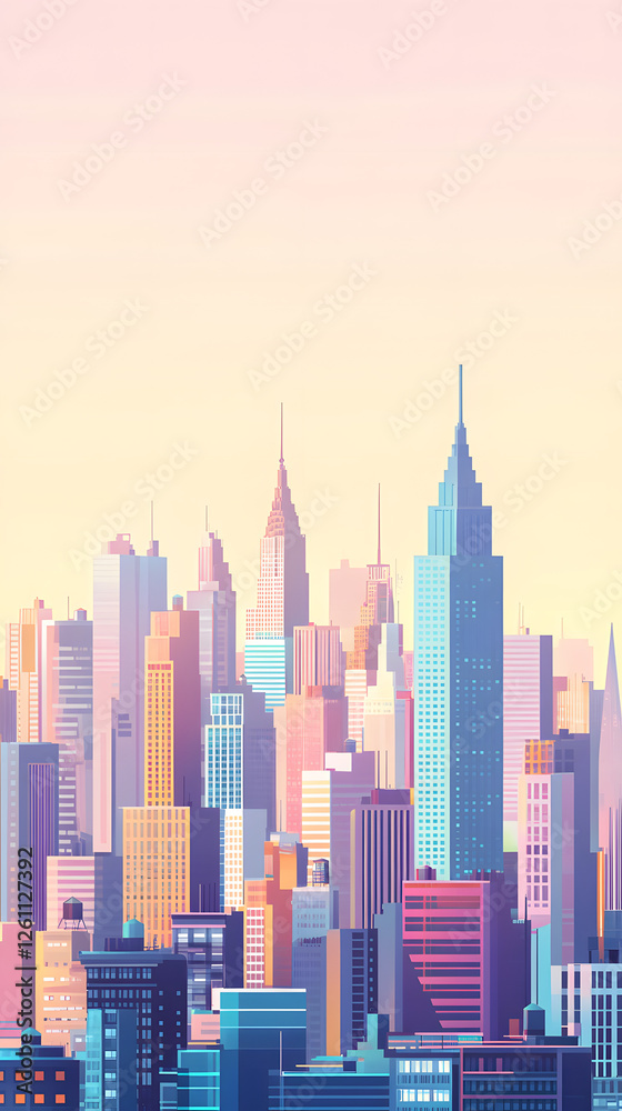 Fototapeta premium A vector flat illustration of the New York City skyline