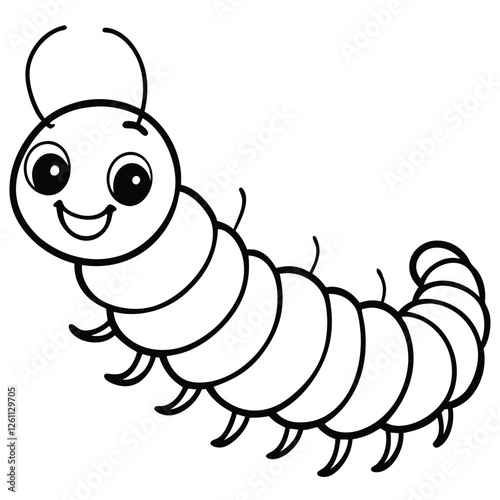 A black silhouette of a caterpillar. Caterpillar silhouette on white background. Caterpillar icon sign vector illustration design (9).eps