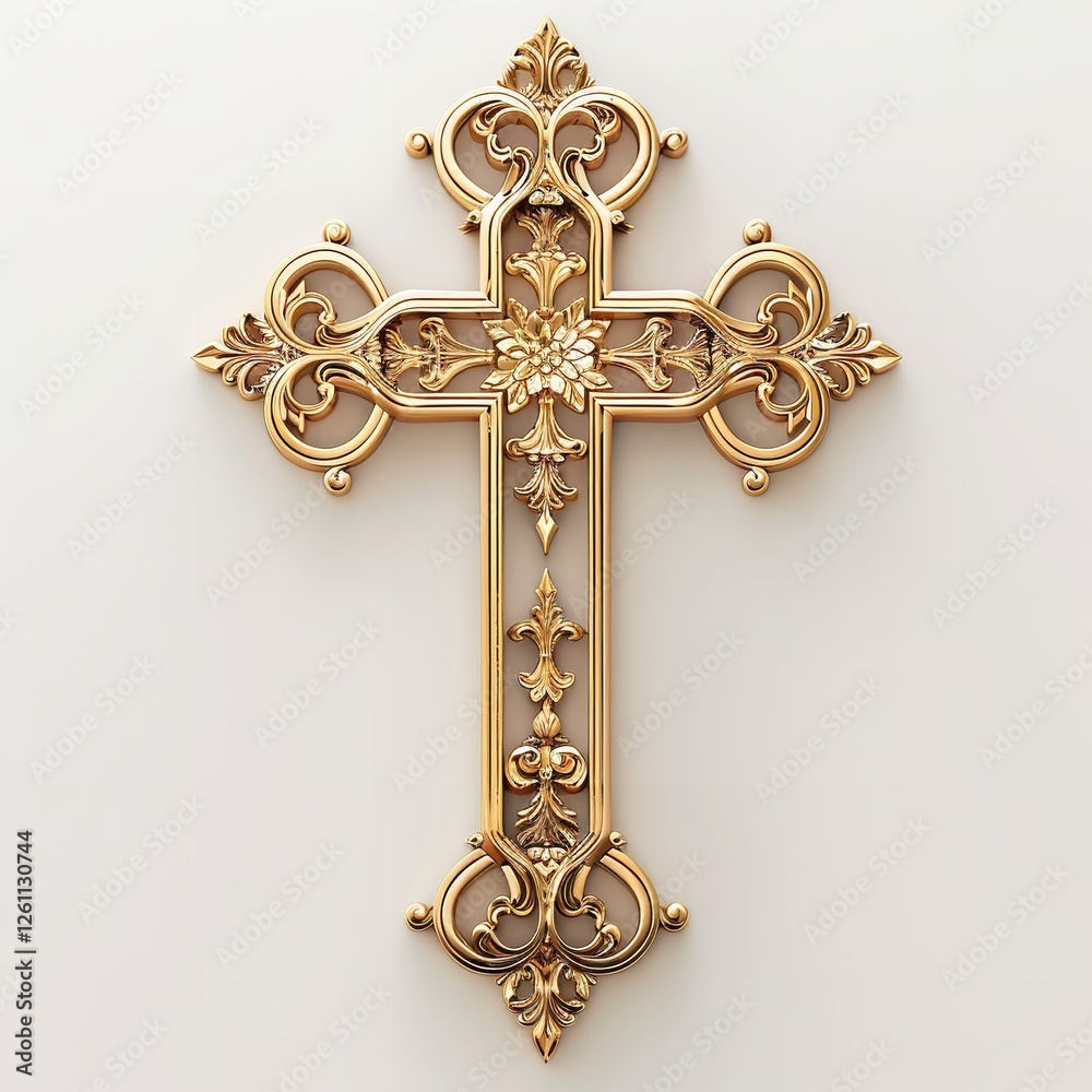 Elegant Golden Ornate Cross Religious Symbol Faith Christian Design Decorative Wall Art Luxury Gold Religious Cross Ornamental Detailed Vintage Elegant Golden Ornate Cross Religious Symbol Faith Christian Design Decorative Wall Art Luxury Gold Religious Cross Ornamental Detailed Vintage