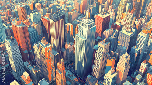 A vector flat illustration of the New York City skyline