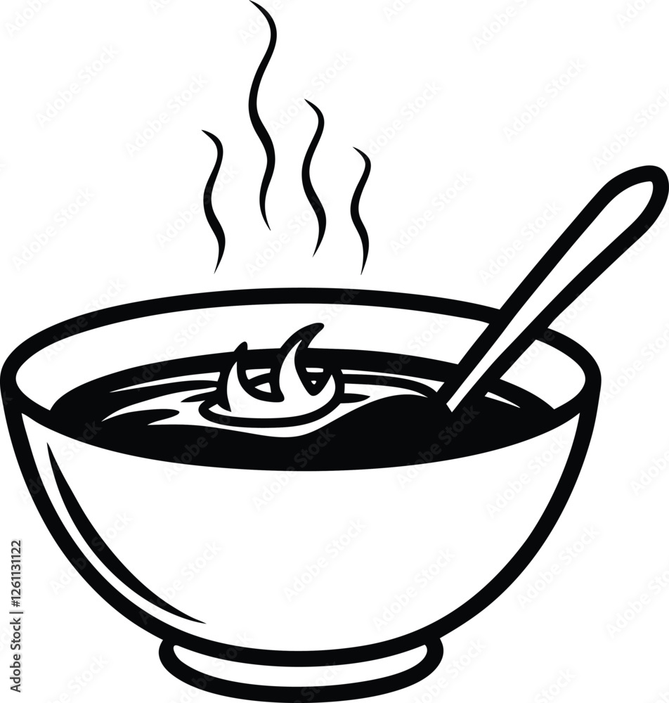 black silhouette of a bowl of hot soup with a spoon. Oatmeal bowl with butter and spoon (5).eps black silhouette of a bowl of hot soup with a spoon. Oatmeal bowl with butter and spoon (5).eps