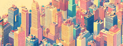 A vector flat illustration of the New York City skyline