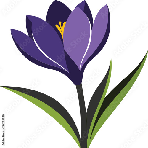 crocus flower vector silhouette illustration. Crocus vector sketch illustration isolated on white background (10).eps