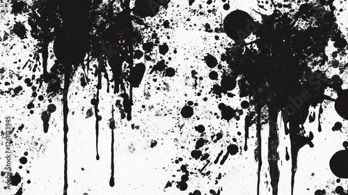 Wallpaper Mural Black ink splatters on white background; design texture Torontodigital.ca