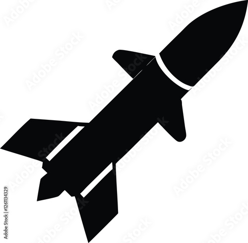 missile silhouette vector illustration. Military Missile silhouette vector on white background (12).eps