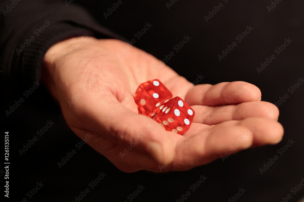 Hand holding, rolling two dices, take a chance to lucky opportunity concept. Hand holding, rolling two dices, take a chance to lucky opportunity concept.