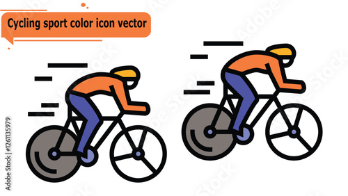 Cycling sport color icon vector
