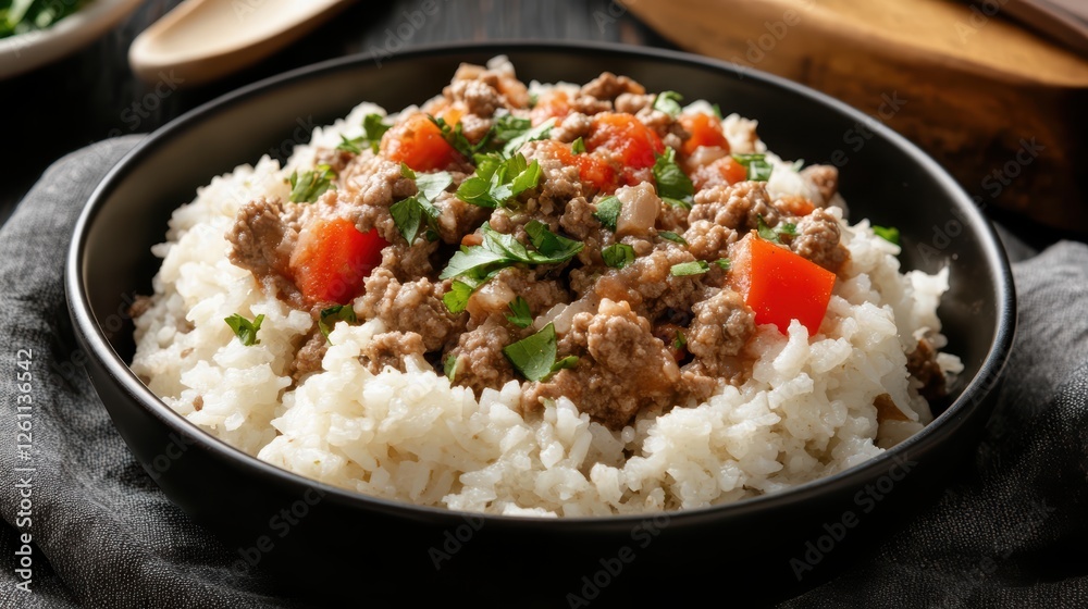 The comforting harmony of beef and rice, creating a delicious and easy dish for any family gathering. The comforting harmony of beef and rice, creating a delicious and easy dish for any family gathering.