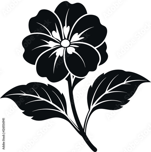 Primrose flower vector silhouette illustration. Vector clipart for spring flowers.  (12).eps