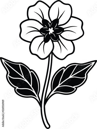 Primrose flower vector silhouette illustration. Vector clipart for spring flowers.  (11).eps