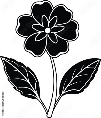 Primrose flower vector silhouette illustration. Vector clipart for spring flowers.  (6).eps