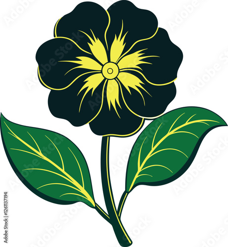 Primrose flower vector silhouette illustration. Vector clipart for spring flowers.  (5).eps
