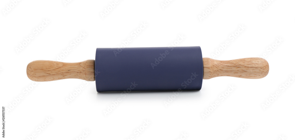 One rolling pin isolated on white. Kitchen utensil One rolling pin isolated on white. Kitchen utensil