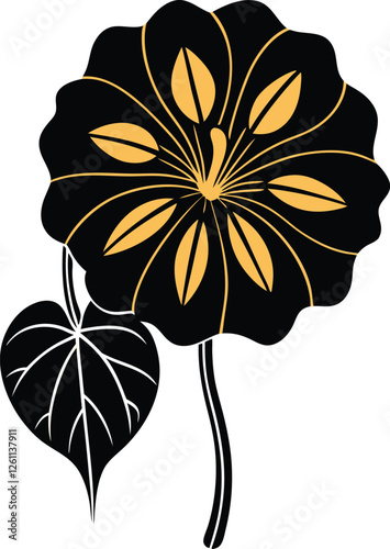 Nasturtium flower vector silhouette illustration. Nasturtium icon concept drawing icon in modern style (12).eps
