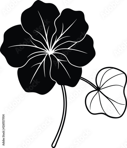 Nasturtium flower vector silhouette illustration. Nasturtium icon concept drawing icon in modern style (10).eps
