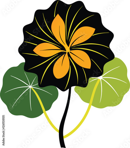 Nasturtium flower vector silhouette illustration. Nasturtium icon concept drawing icon in modern style (5).eps