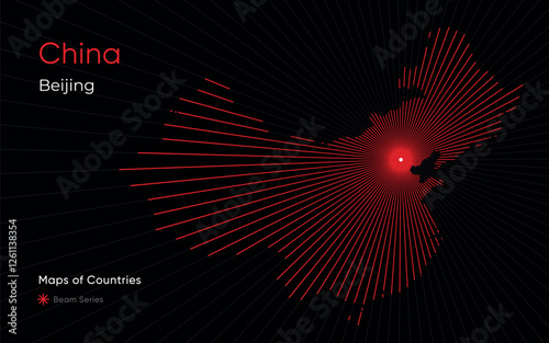 Creative Laser Map of China with Beijingas the Center