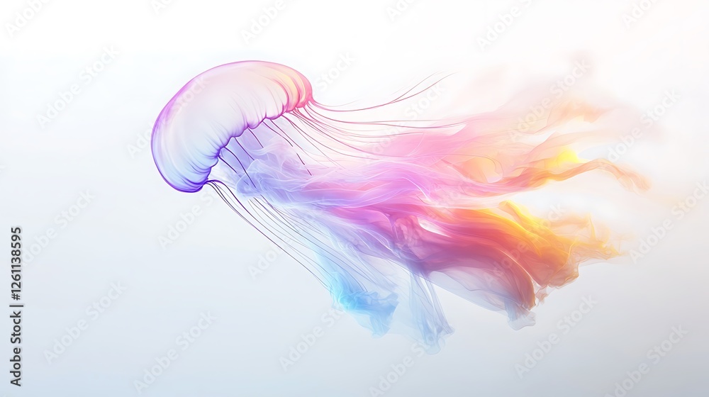 Obraz premium Bright multicolored jellyfish floating in the sea photo