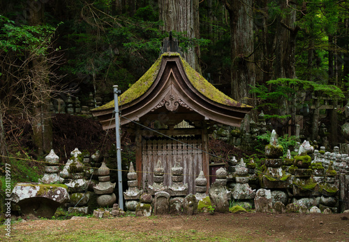 Canvas Print Stone statues of Jizō Bodhisattva, a common type of Japanese religious figure often found in temples and cemeteries