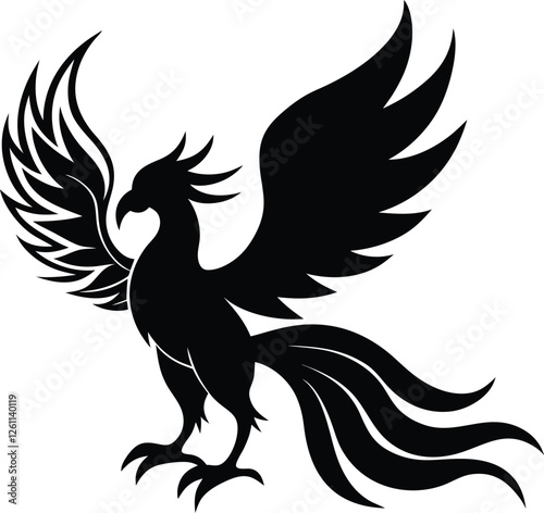 Fenix vector silhouette illustration. phoenix bird icon vector illustration isolated on white background. 