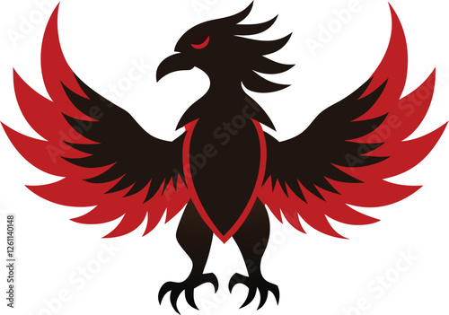 Fenix vector silhouette illustration. phoenix bird icon vector illustration isolated on white background. 