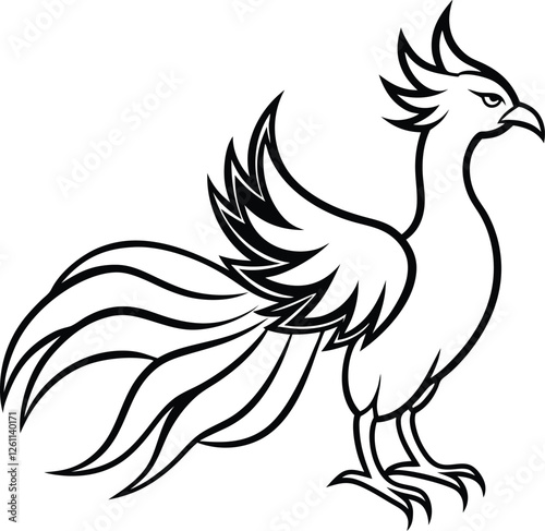 Fenix vector silhouette illustration. phoenix bird icon vector illustration isolated on white background. 