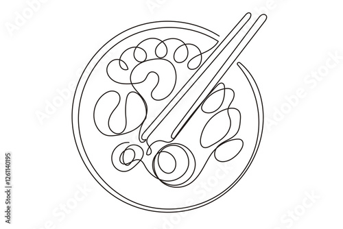 Line Art Salad Food Ingredients Dish Continuous Line Art Sketch Illustration. One Line Salad Vegetarian Diet Vitamin Organic Food Symbol. Abstract Minimalist Outline One Line Drawn Vegetable Sala