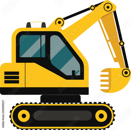 Excavator silhouette vector illustration. Heavy machinery for construction and mining 