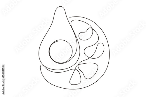 Line Art Salad Food Ingredients Dish Continuous Line Art Sketch Illustration. One Line Salad Vegetarian Diet Vitamin Organic Food Symbol. Abstract Minimalist Outline One Line Drawn Vegetable Sala