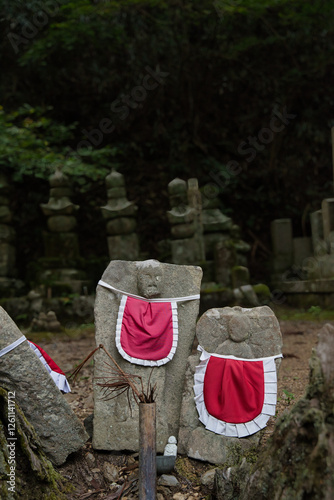 Canvas Print Stone statue of Jizō Bodhisattva, a common type of Japanese religious figure often found in temples and cemeteries
