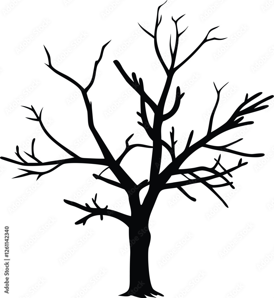 Obraz premium A dead tree silhouette vector illustration.