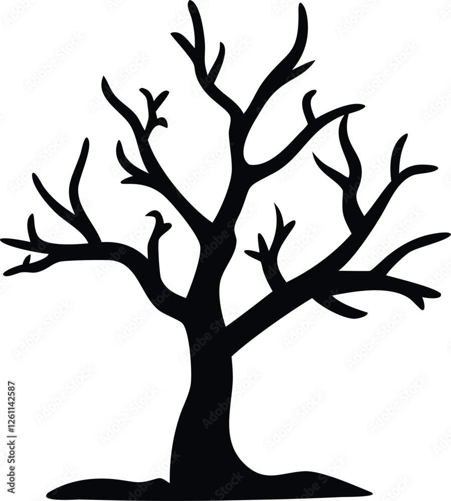 A dead tree silhouette vector illustration. A dead tree silhouette vector illustration.