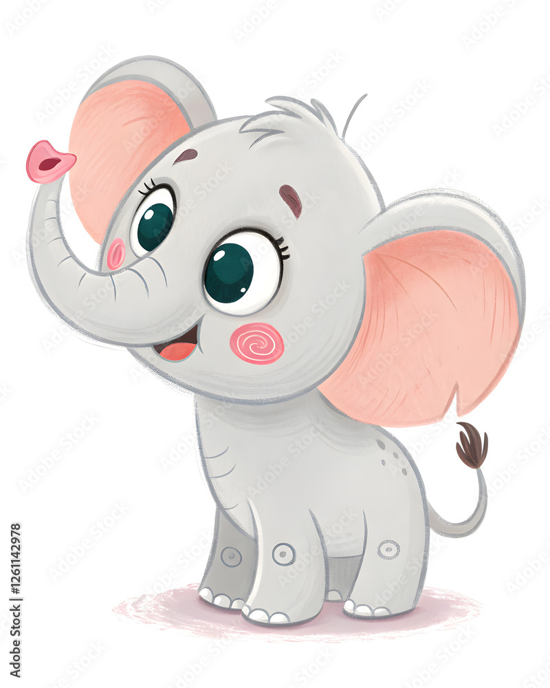 Fototapeta premium cute cartoon elephant on white