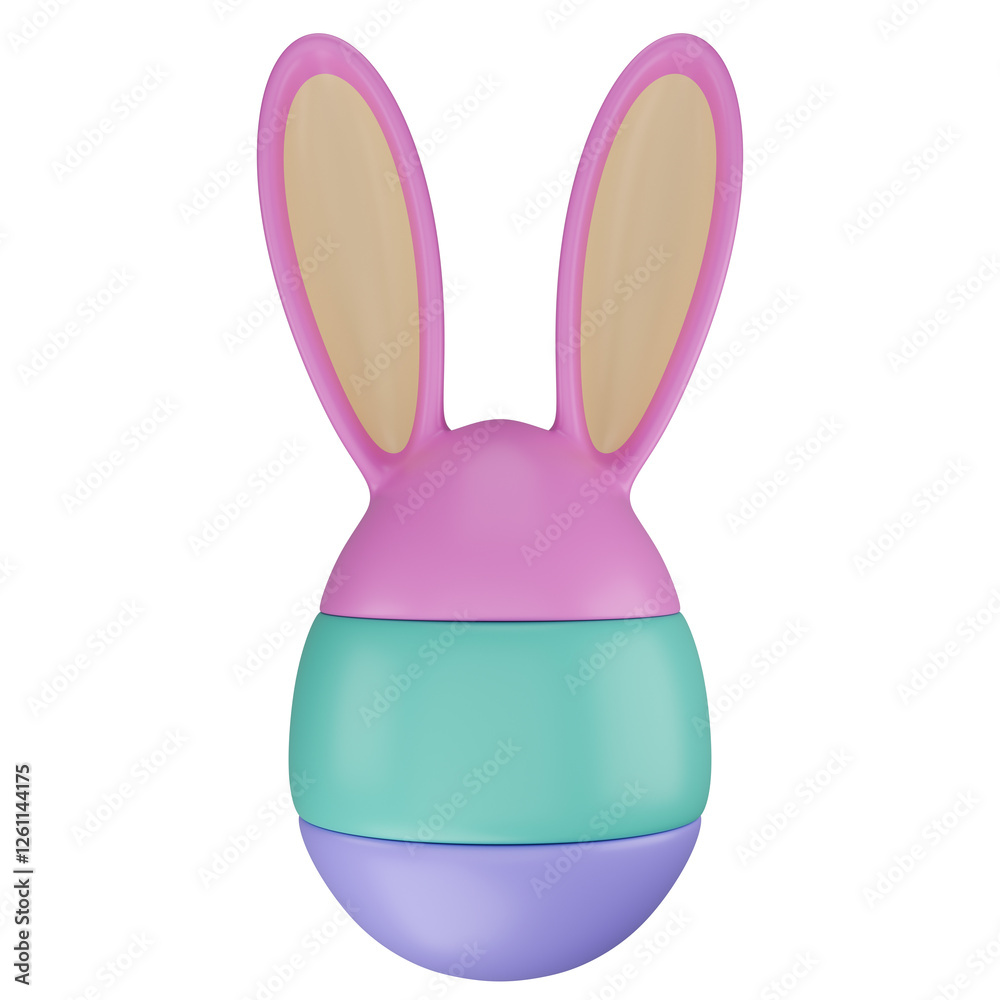 Fototapeta premium Stylized colorful Easter egg with bunny ears. Isolated on transparent background