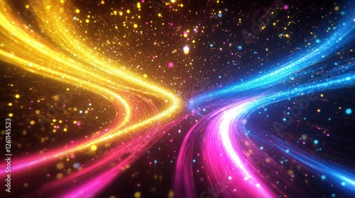 Wallpaper Mural Colorful light trails intersect, cosmic background, abstract art, website header Torontodigital.ca